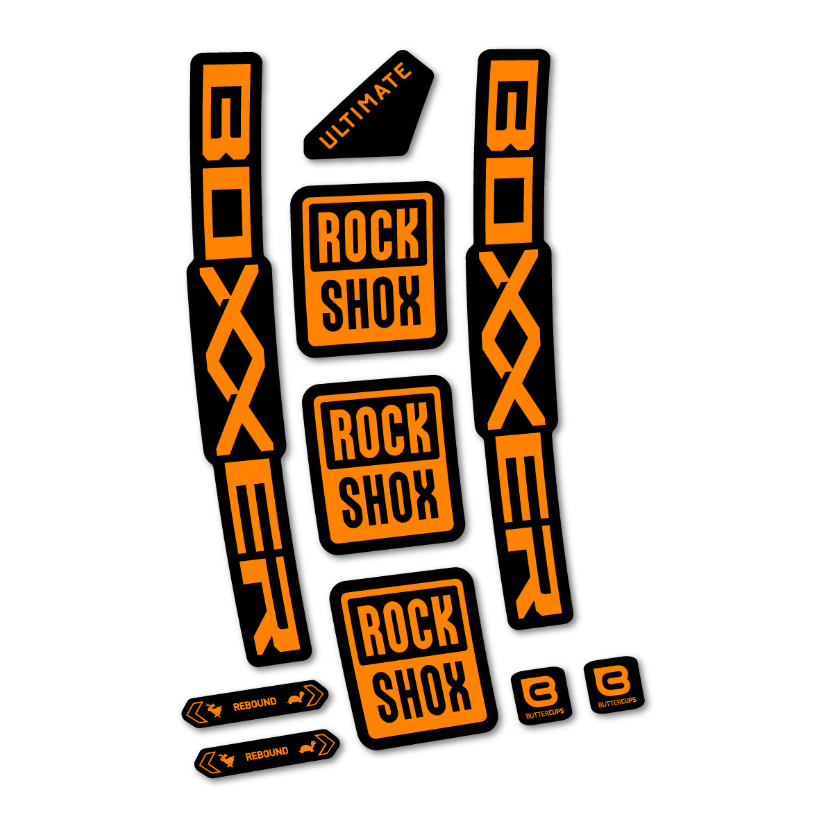 Stickers for RockShox Boxxer Ultimate 2027, Fork vinyl decals - Light Neon Orange