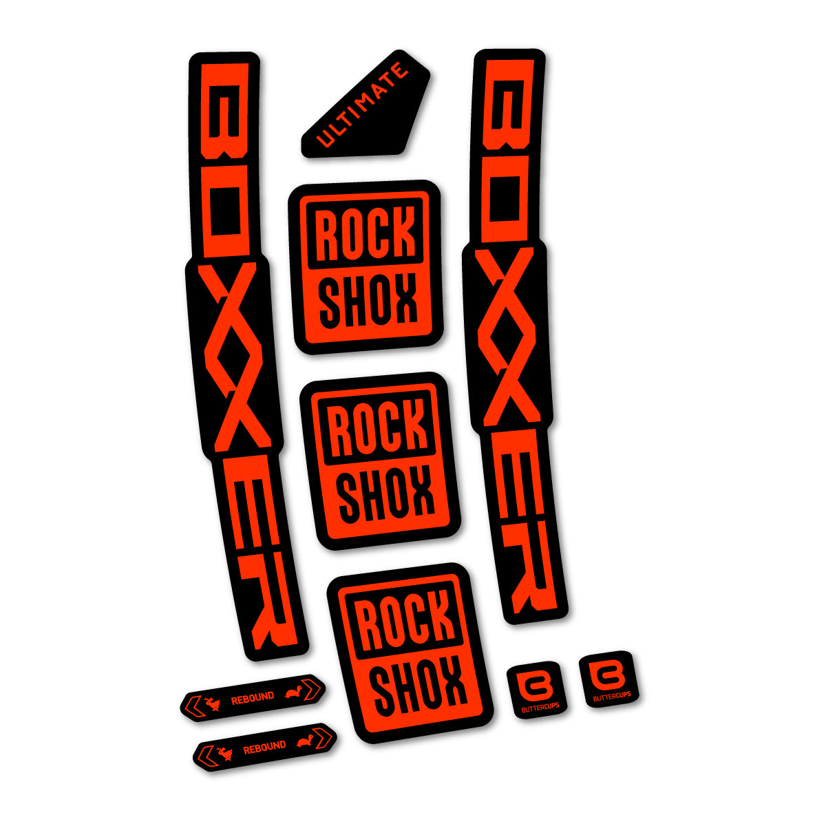 Stickers for RockShox Boxxer Ultimate 2027, Fork vinyl decals - Luminous Orange