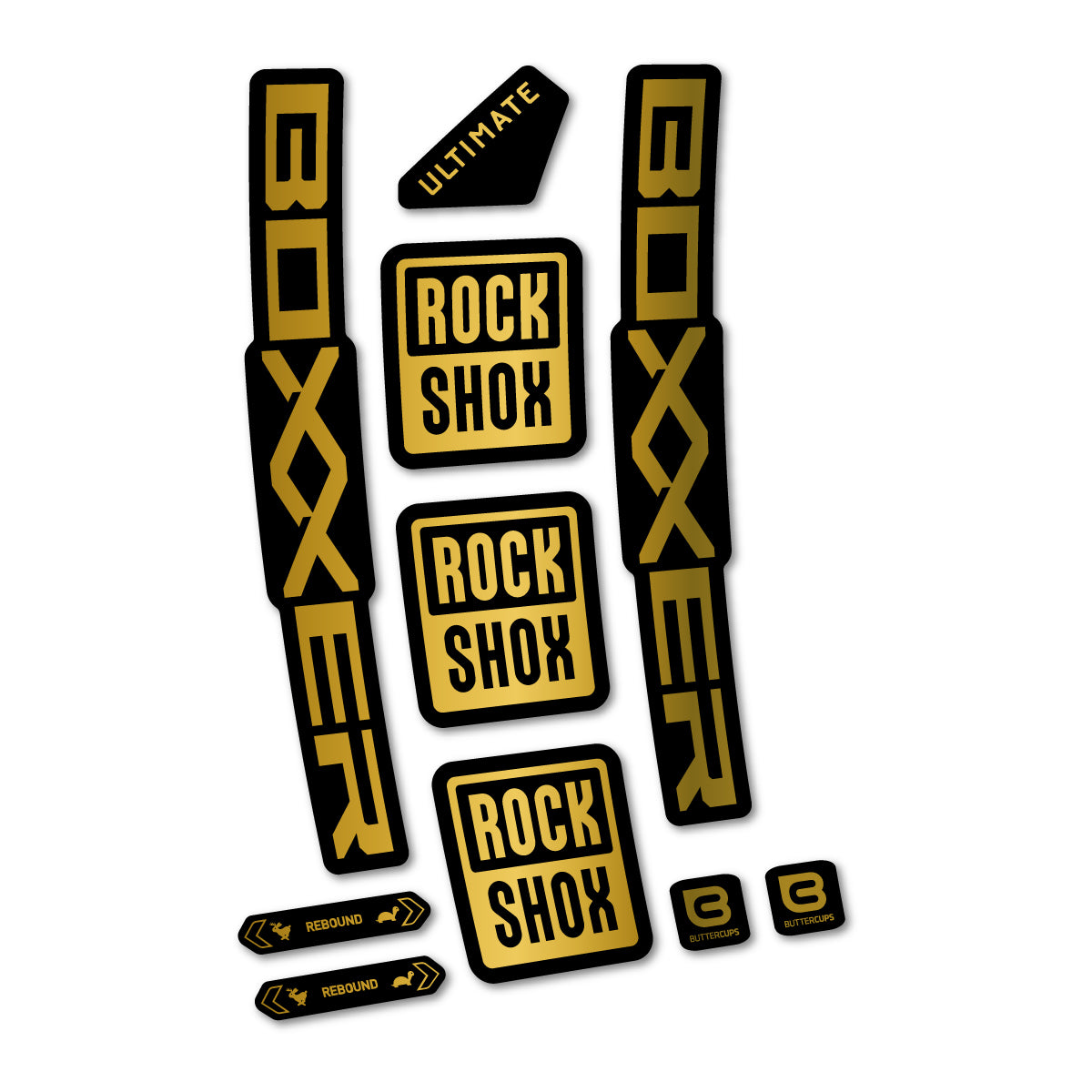 Stickers for RockShox Boxxer Ultimate 2027, Fork vinyl decals - Gold
