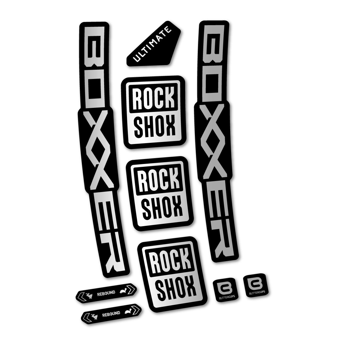 Stickers for RockShox Boxxer Ultimate 2027, Fork vinyl decals - Light Silver