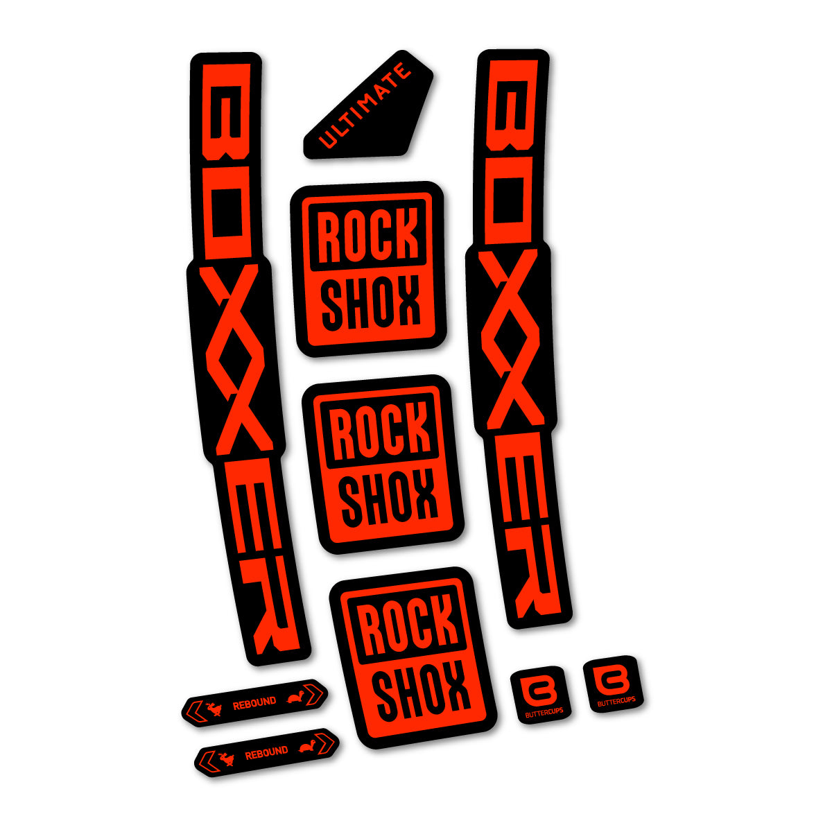 Stickers for RockShox Boxxer Ultimate 2027, Fork vinyl decals - Neon Red