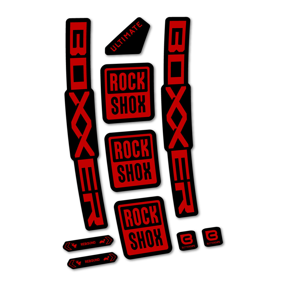 Stickers for RockShox Boxxer Ultimate 2027, Fork vinyl decals - Medium Red