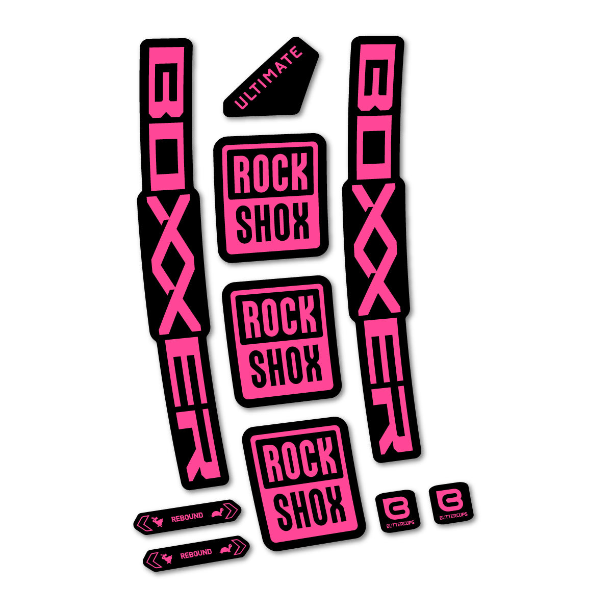 Stickers for RockShox Boxxer Ultimate 2027, Fork vinyl decals - Bubblegum Pink