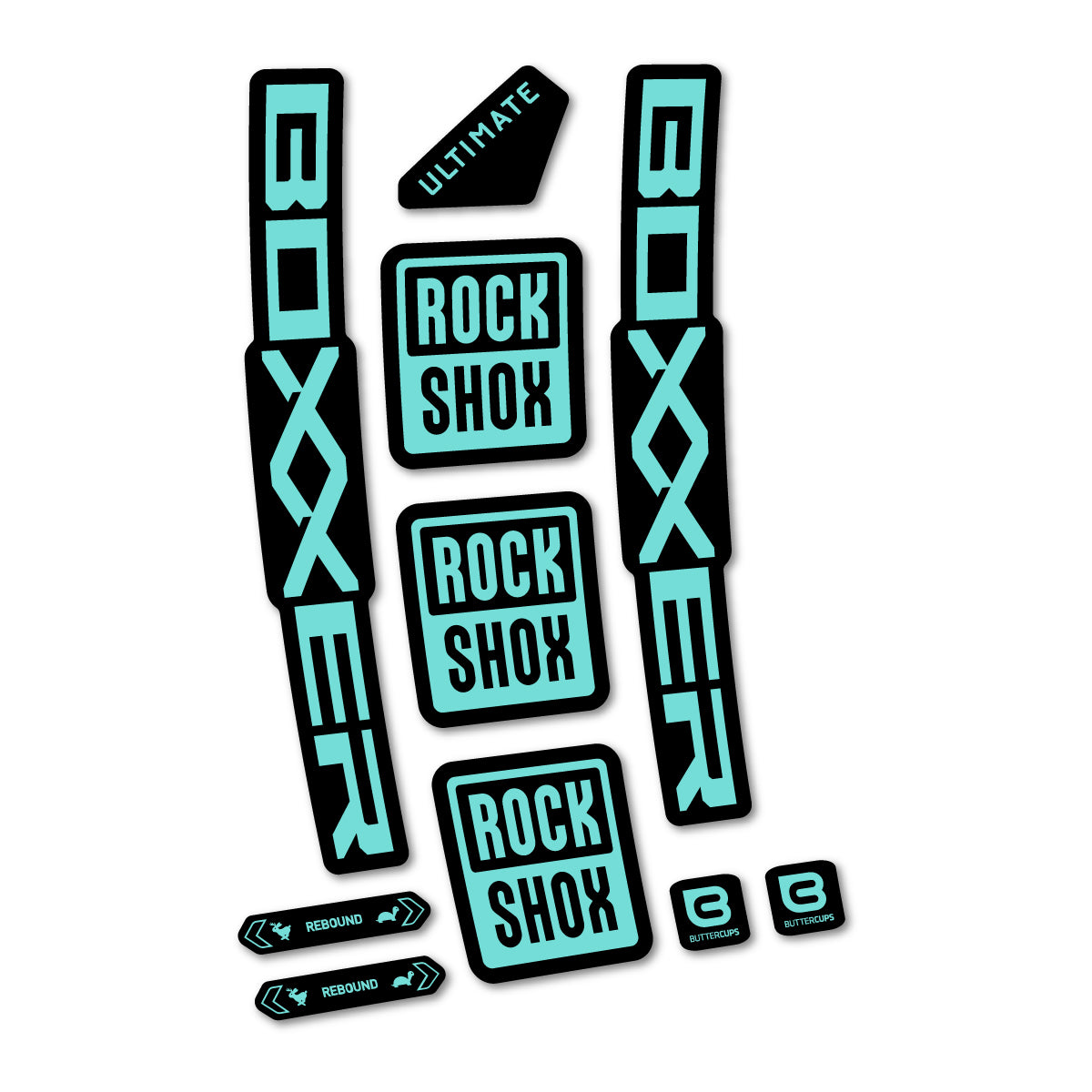 Stickers for RockShox Boxxer Ultimate 2027, Fork vinyl decals - Blue Green