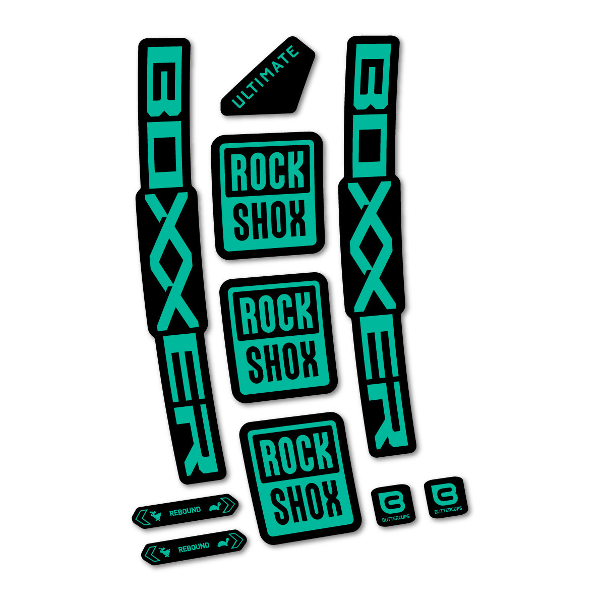Stickers for RockShox Boxxer Ultimate 2027, Fork vinyl decals - Green Turquoise