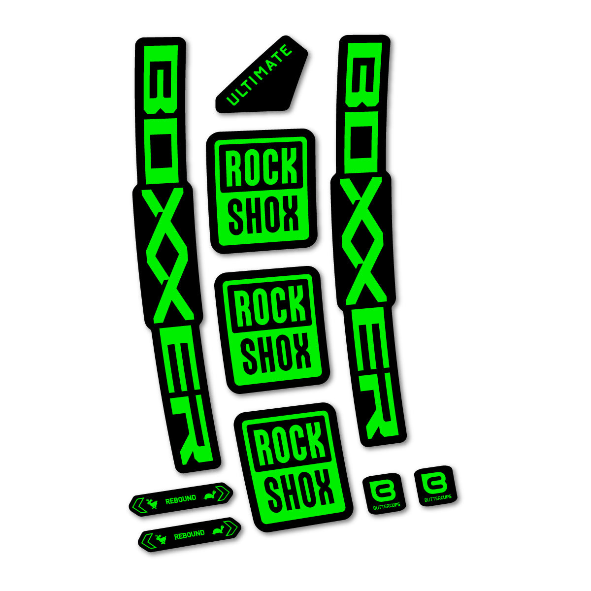Stickers for RockShox Boxxer Ultimate 2027, Fork vinyl decals - Neon Green