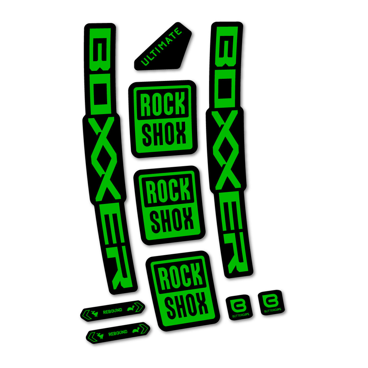 Stickers for RockShox Boxxer Ultimate 2027, Fork vinyl decals - Grass Green