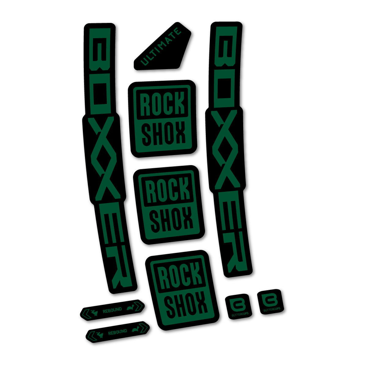 Stickers for RockShox Boxxer Ultimate 2027, Fork vinyl decals - Dark Green
