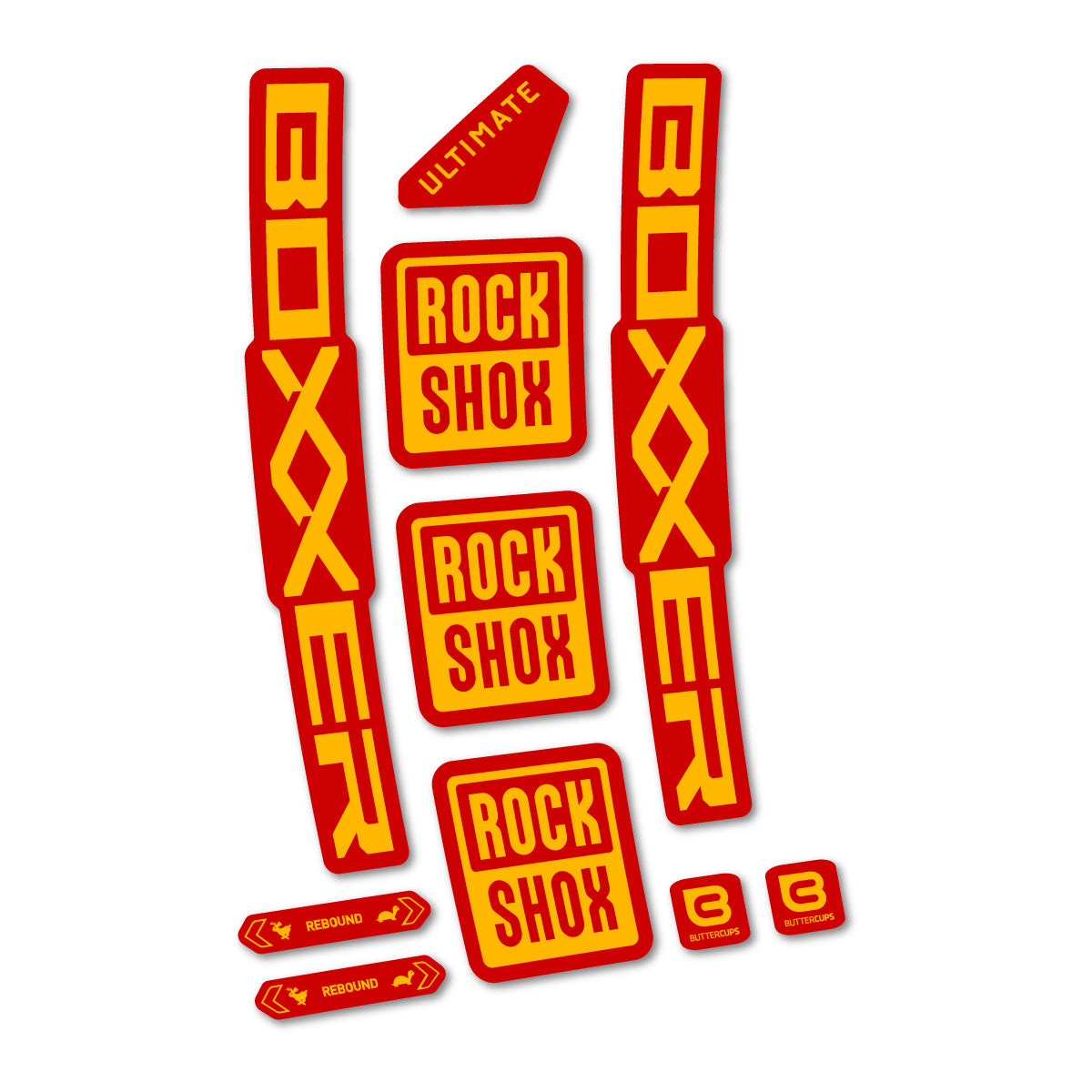 Stickers for RockShox Boxxer Ultimate Red 2027, Fork vinyl decals - Medium Yellow