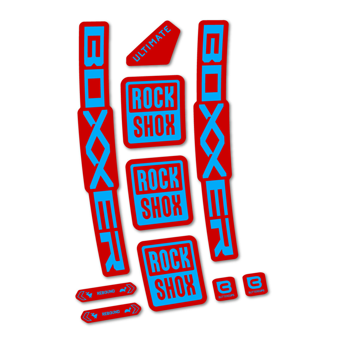 Stickers for RockShox Boxxer Ultimate Red 2027, Fork vinyl decals - Light Blue