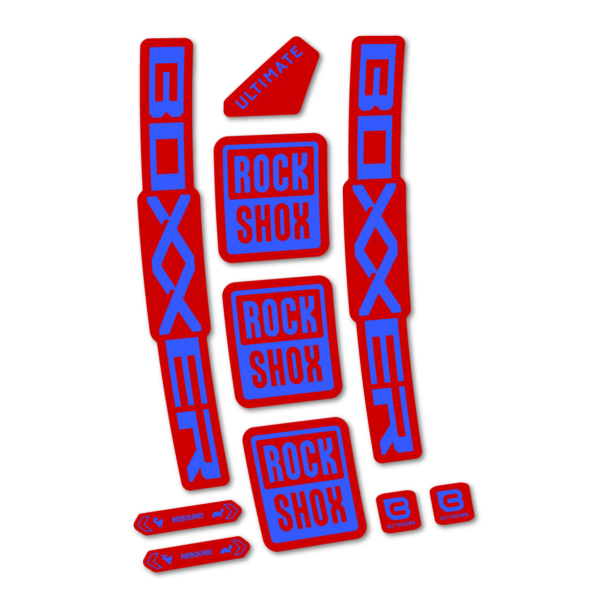 Stickers for RockShox Boxxer Ultimate Red 2027, Fork vinyl decals - Medium Blue