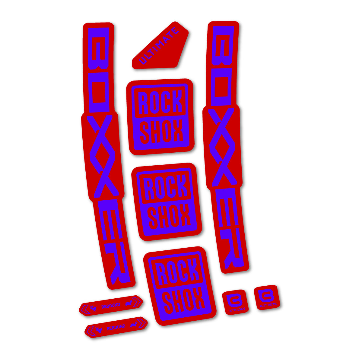Stickers for RockShox Boxxer Ultimate Red 2027, Fork vinyl decals - Reflex Blue