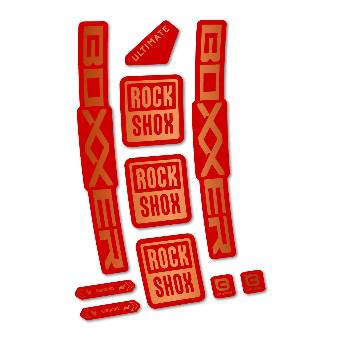 Stickers for RockShox Boxxer Ultimate Red 2027, Fork vinyl decals - Bronze