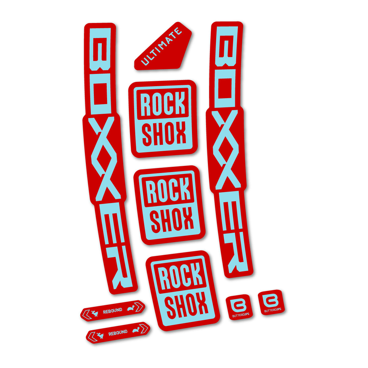 Stickers for RockShox Boxxer Ultimate Red 2027, Fork vinyl decals - Sky Blue