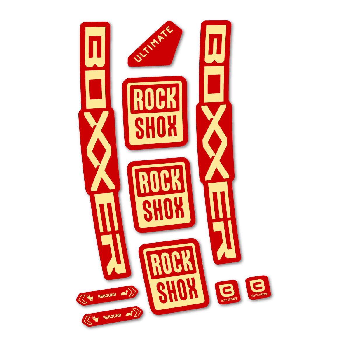 Stickers for RockShox Boxxer Ultimate Red 2027, Fork vinyl decals - Cream