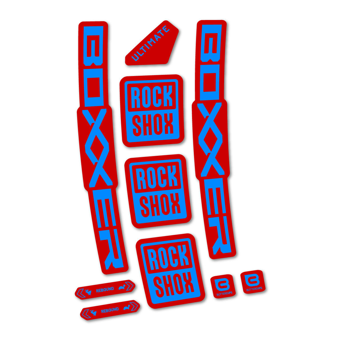 Stickers for RockShox Boxxer Ultimate Red 2027, Fork vinyl decals - Luminous Cyan