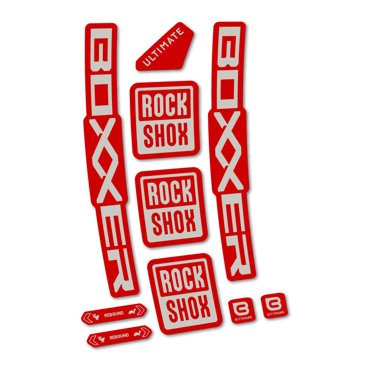 Stickers for RockShox Boxxer Ultimate Red 2027, Fork vinyl decals - Light Grey