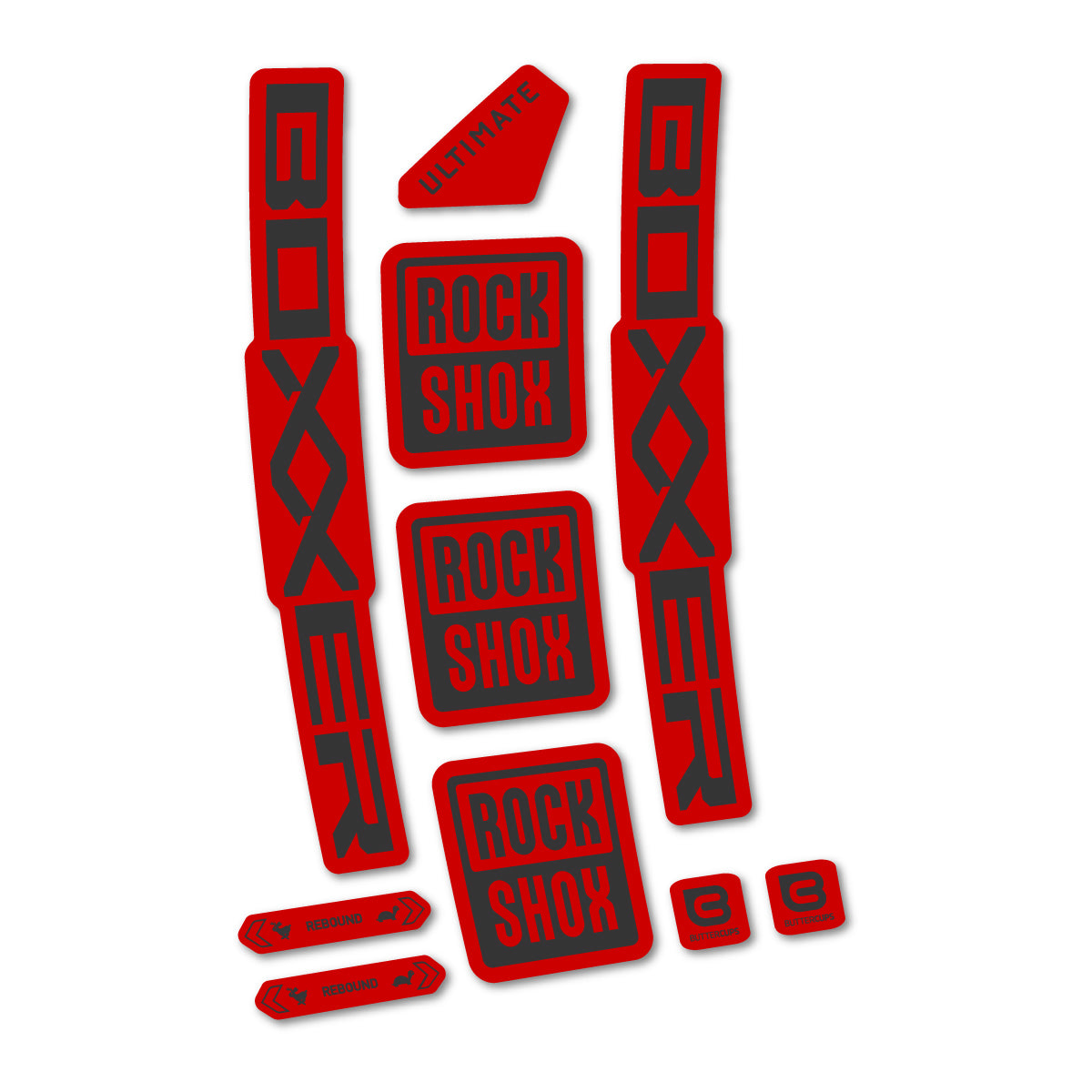 Stickers for RockShox Boxxer Ultimate Red 2027, Fork vinyl decals - Very Dark Grey