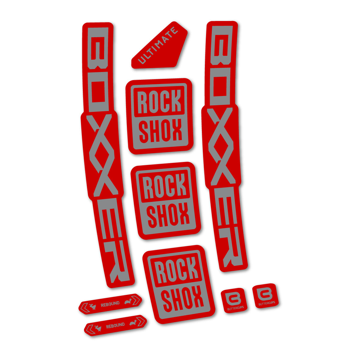 Stickers for RockShox Boxxer Ultimate Red 2027, Fork vinyl decals - Traffic Grey