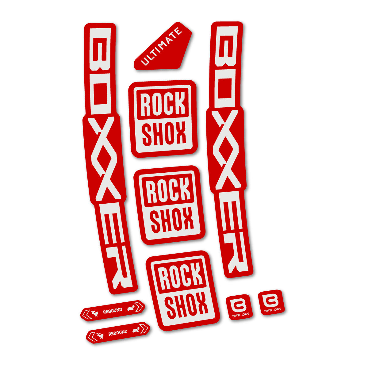 Stickers for RockShox Boxxer Ultimate Red 2027, Fork vinyl decals - Pearl Grey