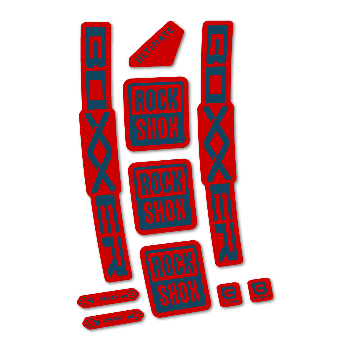 Stickers for RockShox Boxxer Ultimate Red 2027, Fork vinyl decals - Dark Lake
