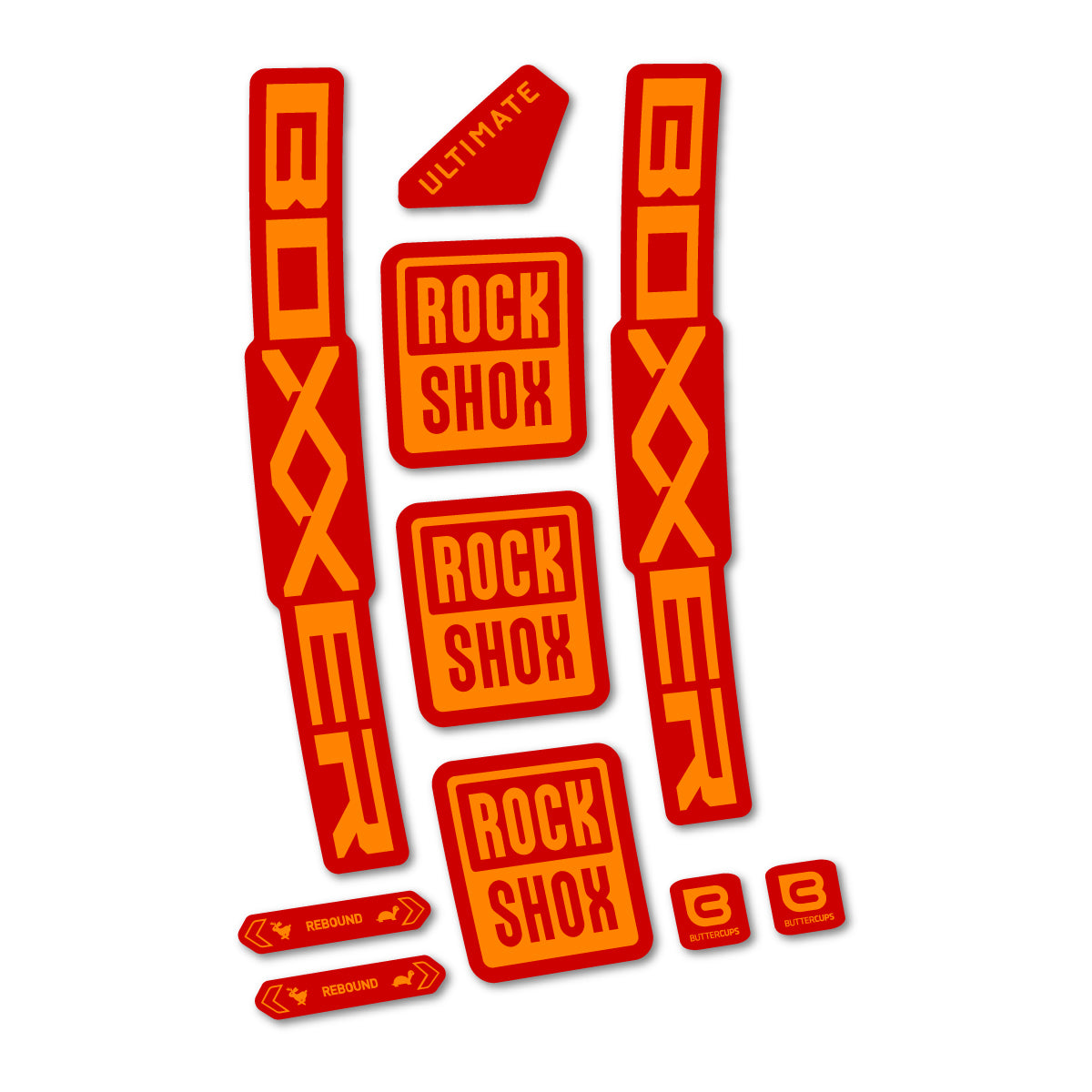 Stickers for RockShox Boxxer Ultimate Red 2027, Fork vinyl decals - Light Neon Orange