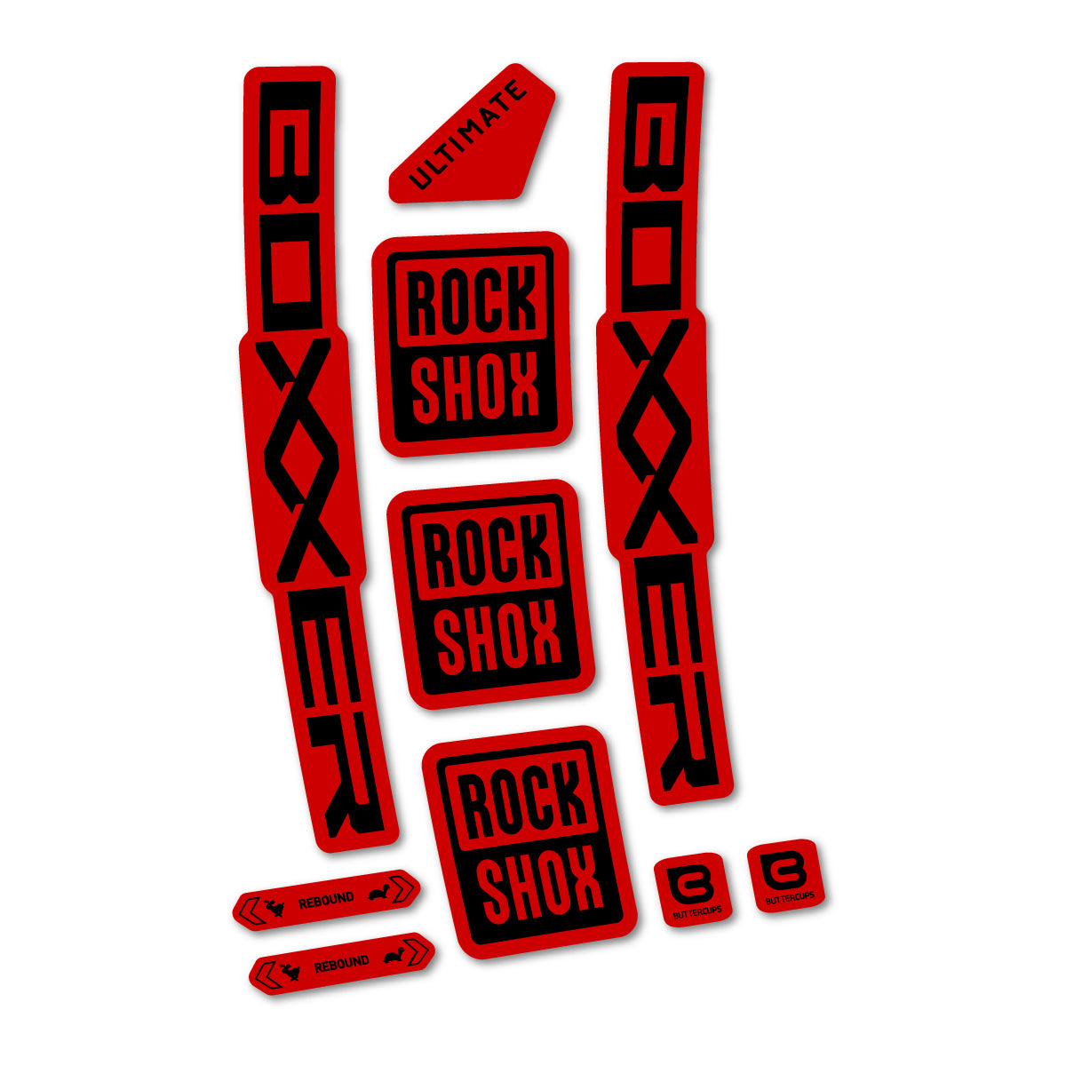 Stickers for RockShox Boxxer Ultimate Red 2027, Fork vinyl decals - Black