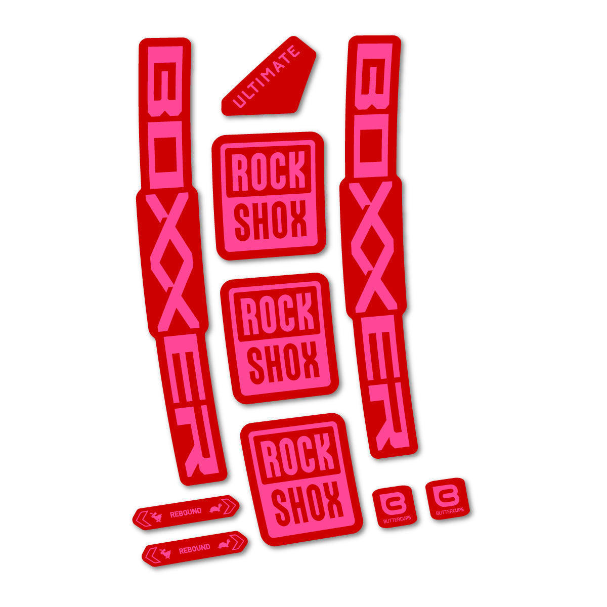 Stickers for RockShox Boxxer Ultimate Red 2027, Fork vinyl decals - Bubblegum Pink