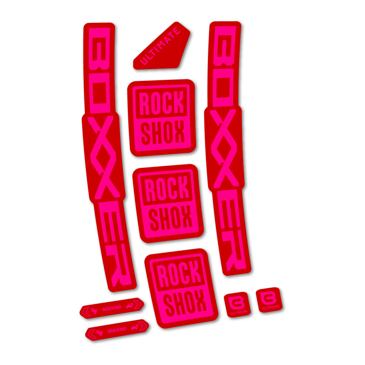 Stickers for RockShox Boxxer Ultimate Red 2027, Fork vinyl decals - Neon Pink