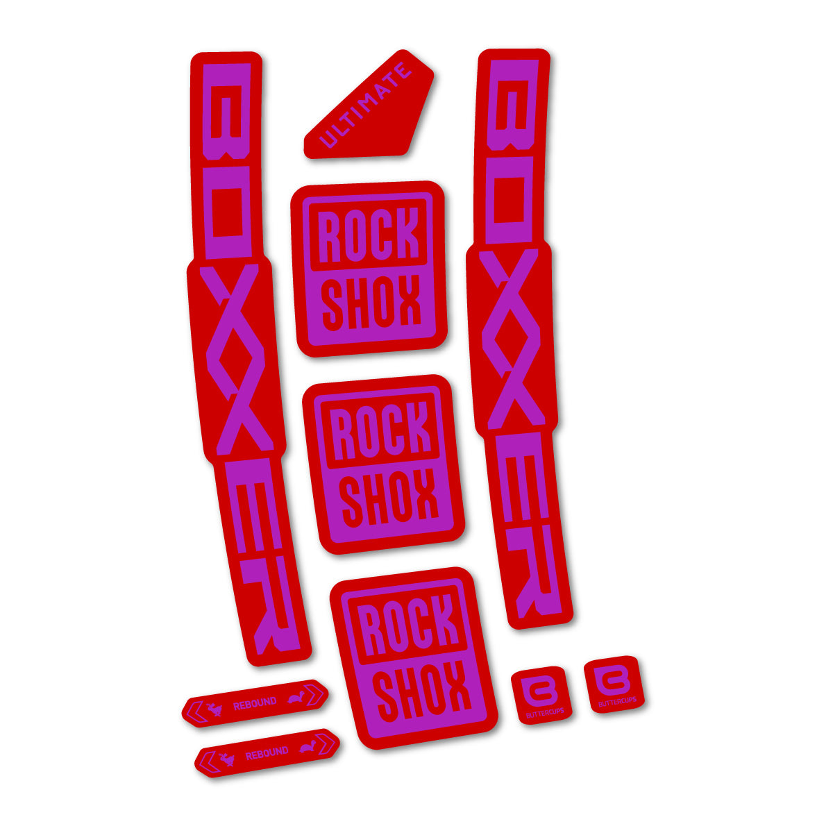 Stickers for RockShox Boxxer Ultimate Red 2027, Fork vinyl decals - Violet Pink