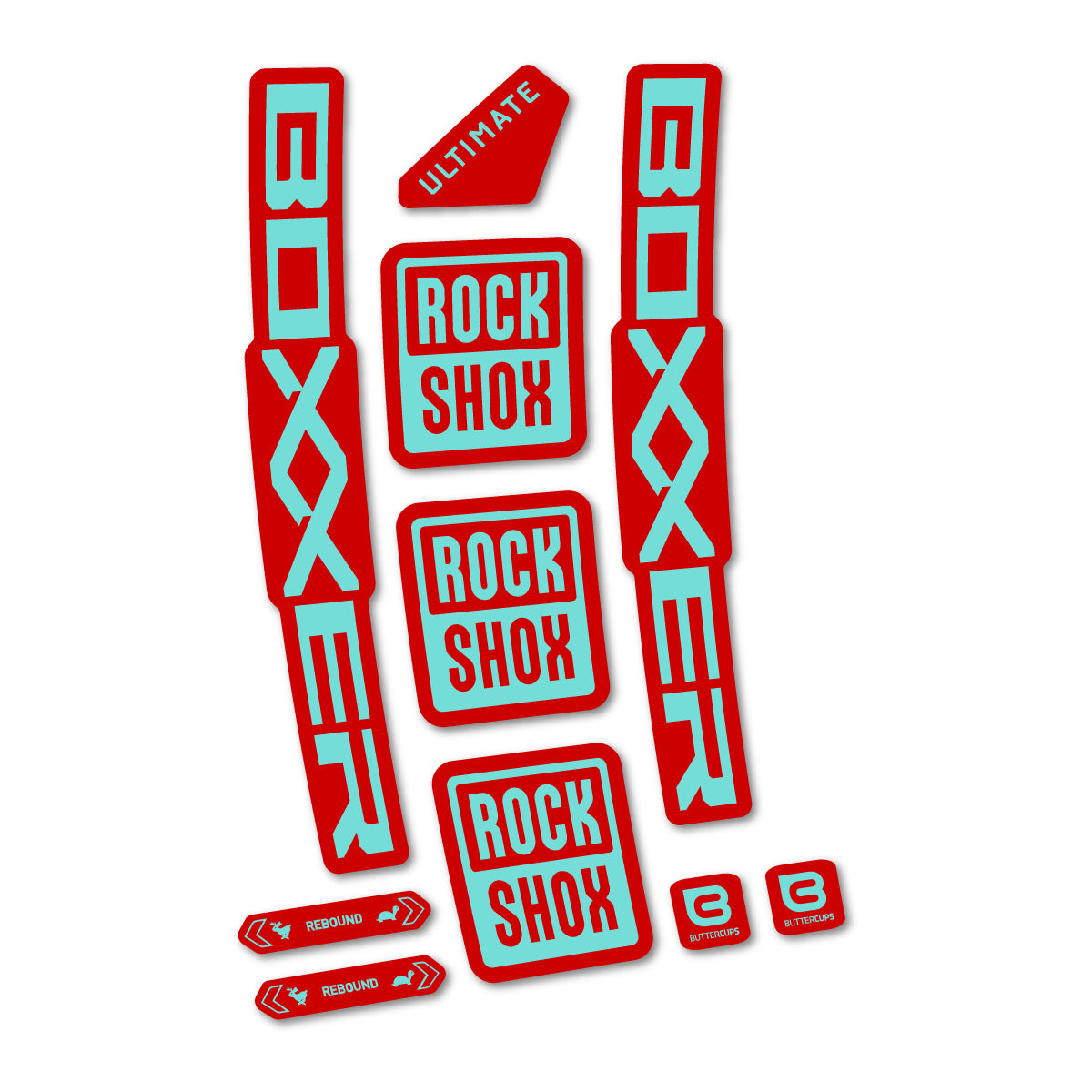 Stickers for RockShox Boxxer Ultimate Red 2027, Fork vinyl decals - Blue Green
