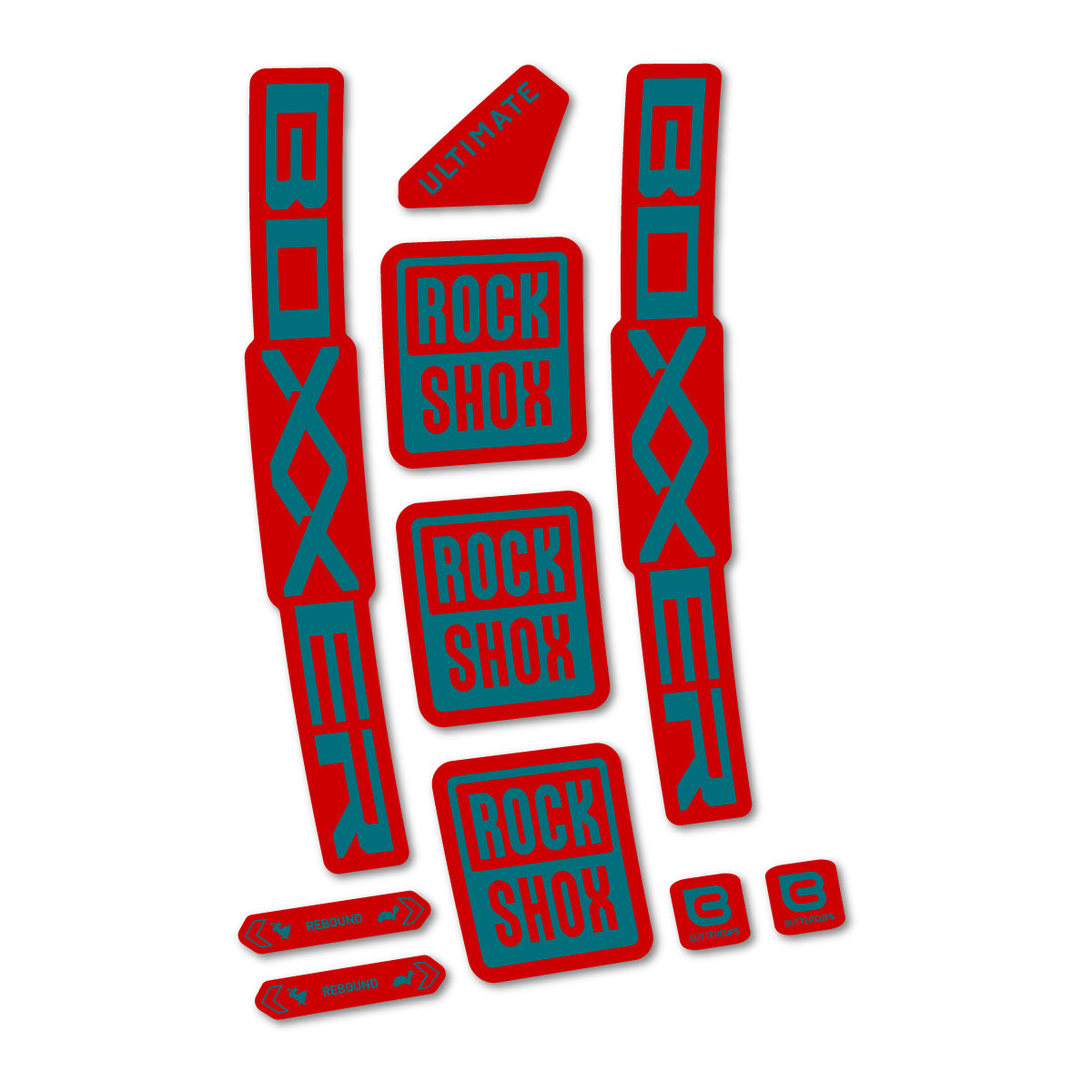 Stickers for RockShox Boxxer Ultimate Red 2027, Fork vinyl decals - Dark Turquoise