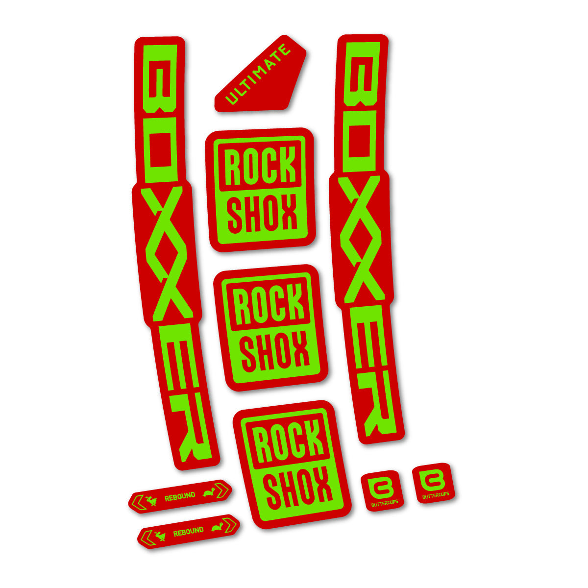 Stickers for RockShox Boxxer Ultimate Red 2027, Fork vinyl decals - Apple Green