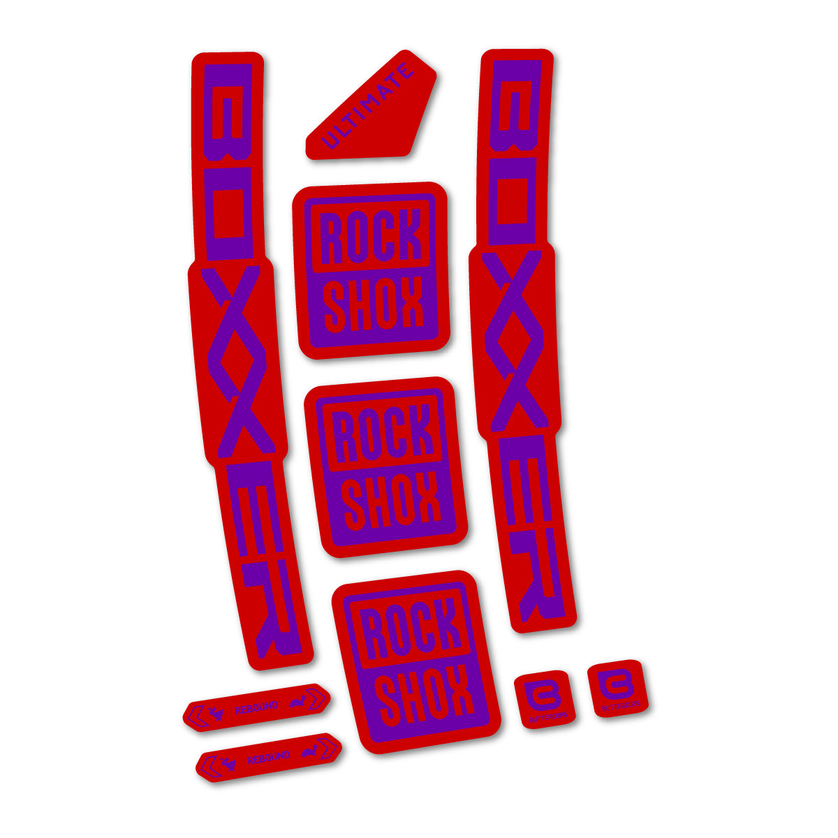Stickers for RockShox Boxxer Ultimate Red 2027, Fork vinyl decals - Violet