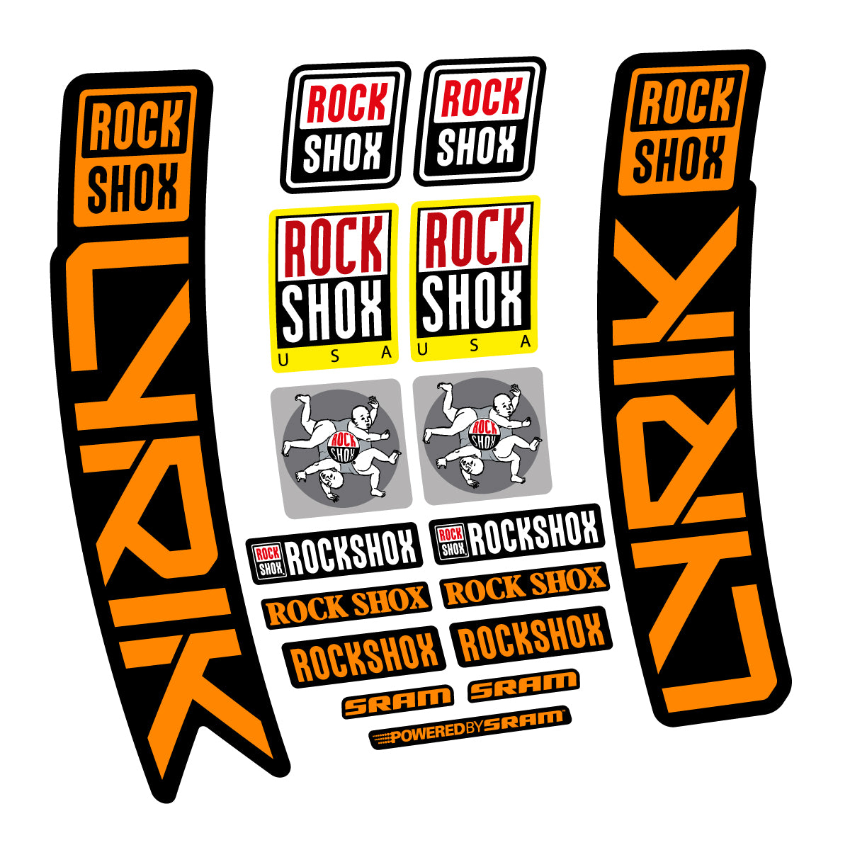 Stickers for RockShox Lyrik 2027, Fork vinyl decals - Saffron Yellow