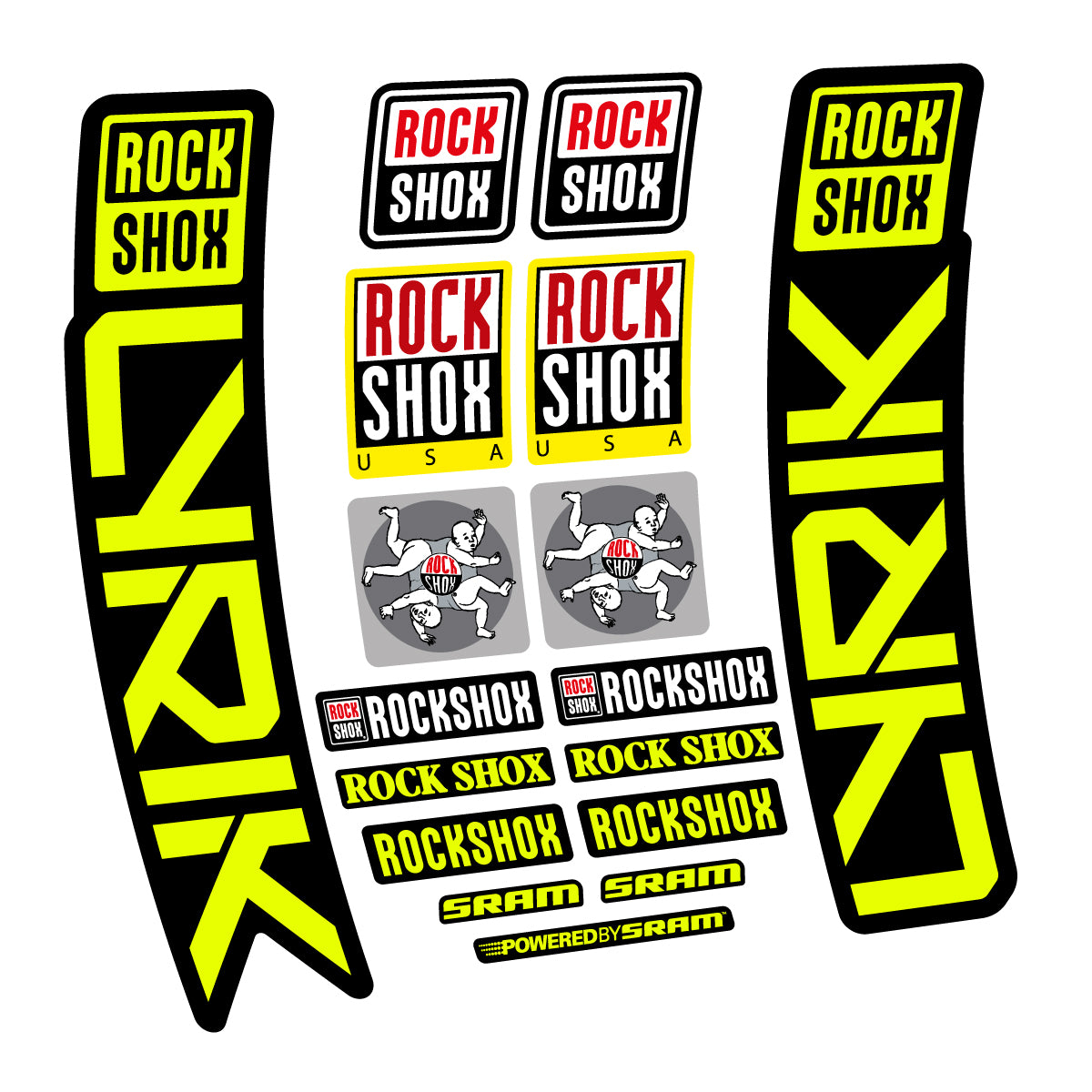 Stickers for RockShox Lyrik 2027, Fork vinyl decals - Neon Yellow