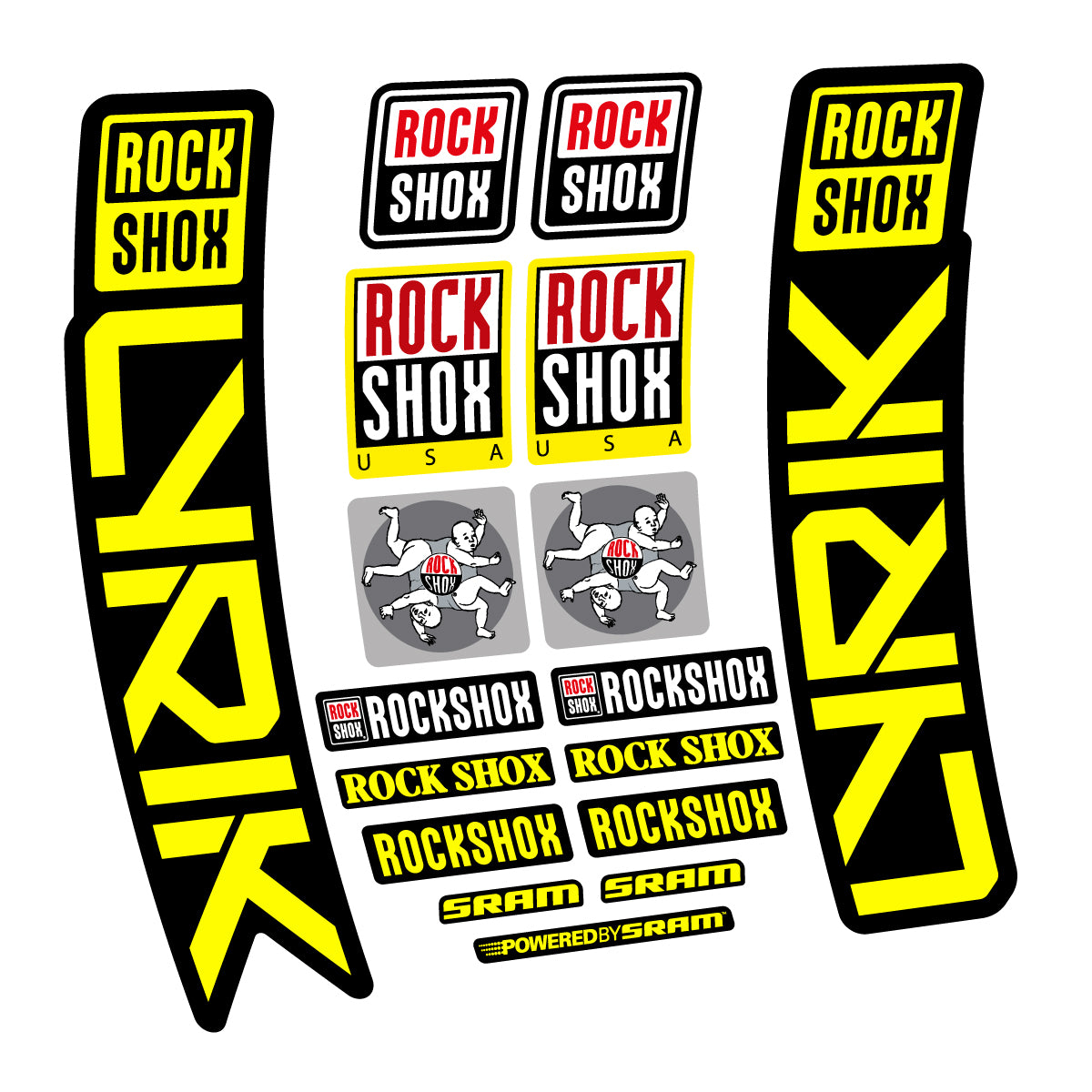 Stickers for RockShox Lyrik 2027, Fork vinyl decals - Lemon Yellow