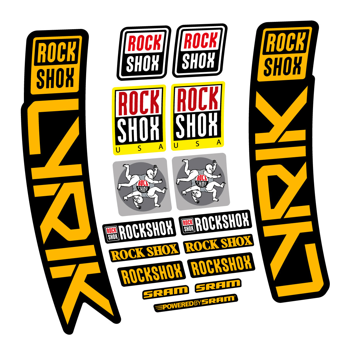 Stickers for RockShox Lyrik 2027, Fork vinyl decals - Medium Yellow