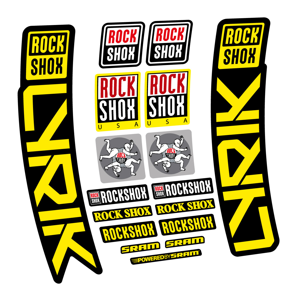 Stickers for RockShox Lyrik 2027, Fork vinyl decals - Yellow