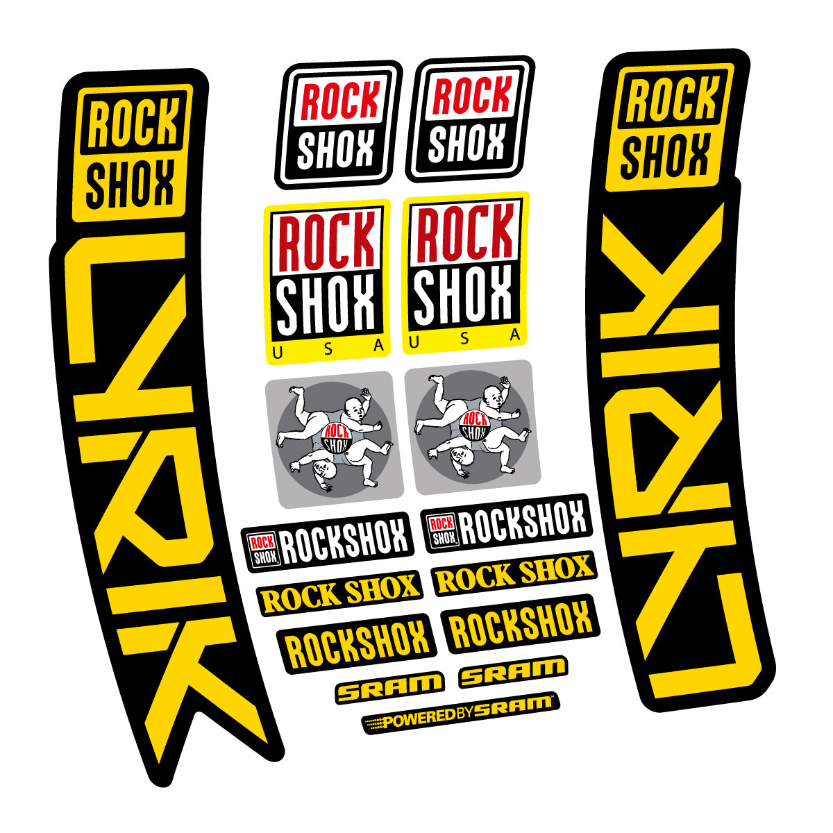 Stickers for RockShox Lyrik 2027, Fork vinyl decals - Banana Yellow