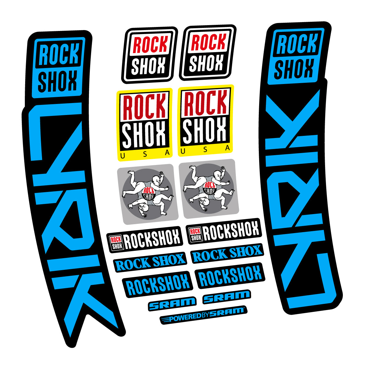 Stickers for RockShox Lyrik 2027, Fork vinyl decals - Light Blue