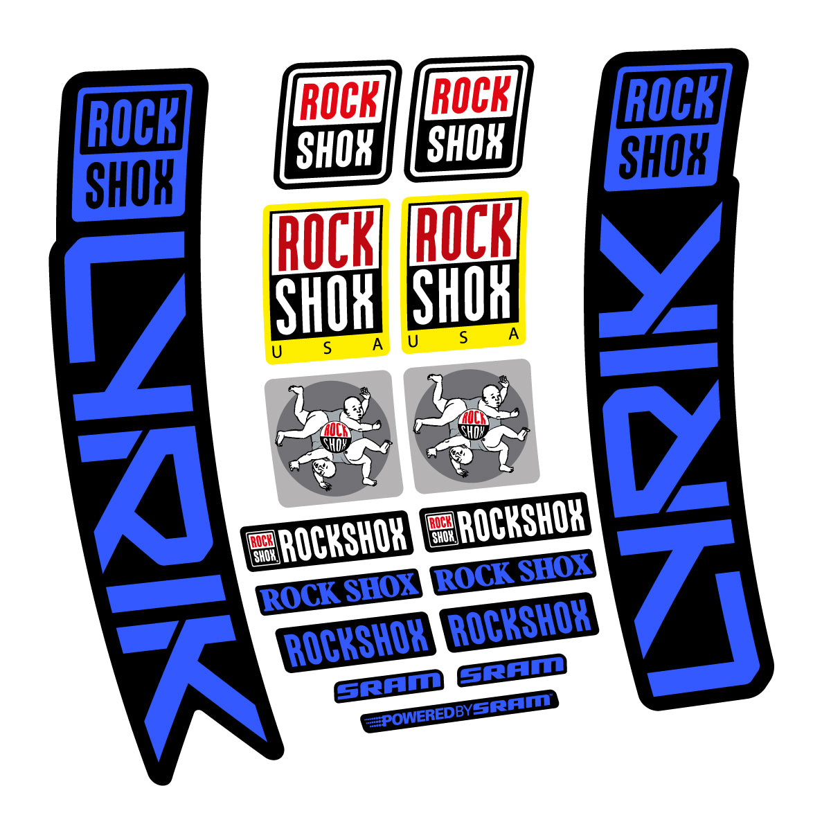 Stickers for RockShox Lyrik 2027, Fork vinyl decals - Medium Blue