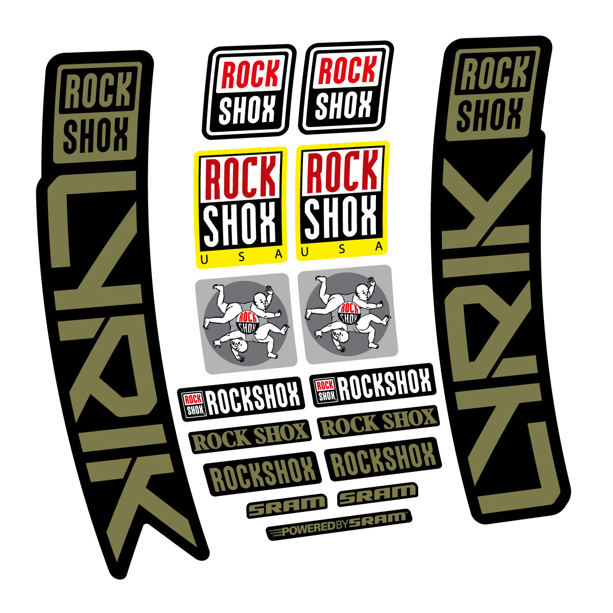 Stickers for RockShox Lyrik 2027, Fork vinyl decals - Khaki
