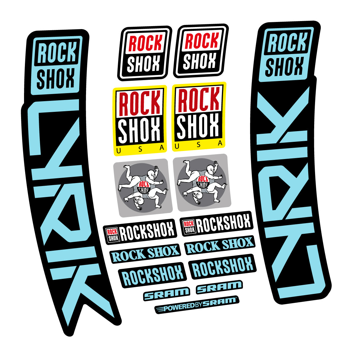 Stickers for RockShox Lyrik 2027, Fork vinyl decals - Sky Blue
