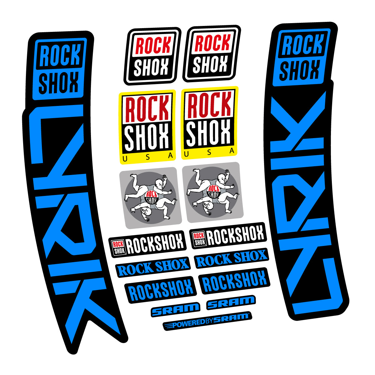Stickers for RockShox Lyrik 2027, Fork vinyl decals - Luminous Cyan