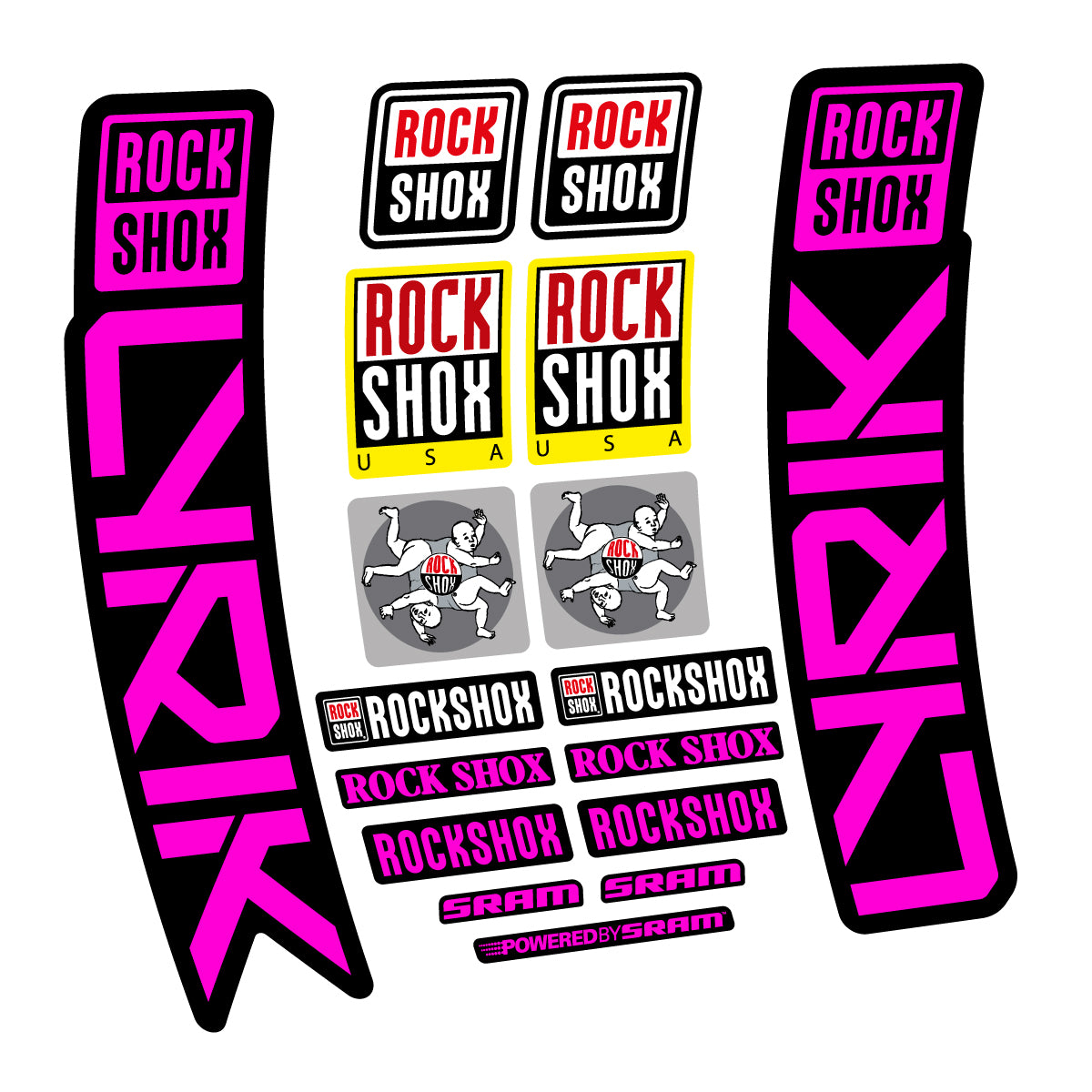 Stickers for RockShox Lyrik 2027, Fork vinyl decals - Fuchsia Neon