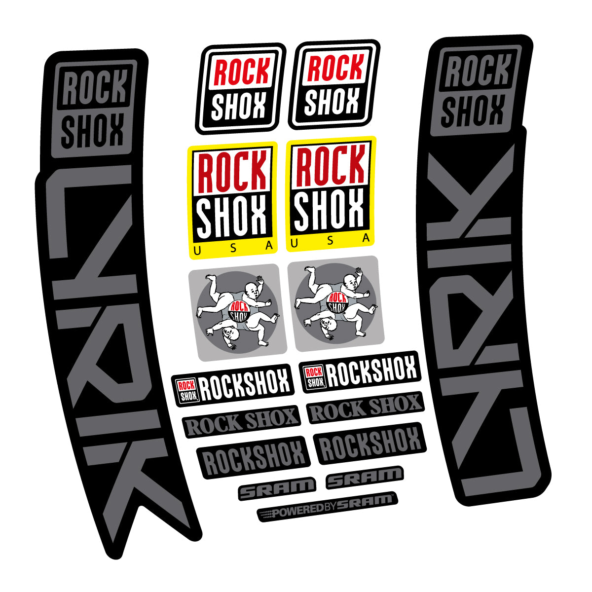 Stickers for RockShox Lyrik 2027, Fork vinyl decals - Medium Grey