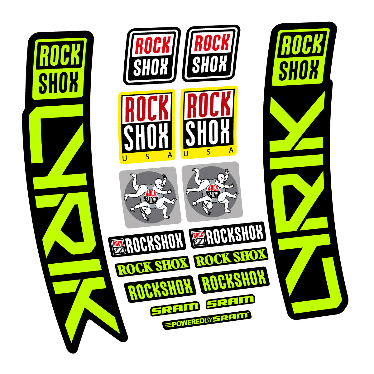 Stickers for RockShox Lyrik 2027, Fork vinyl decals - Lime Neon
