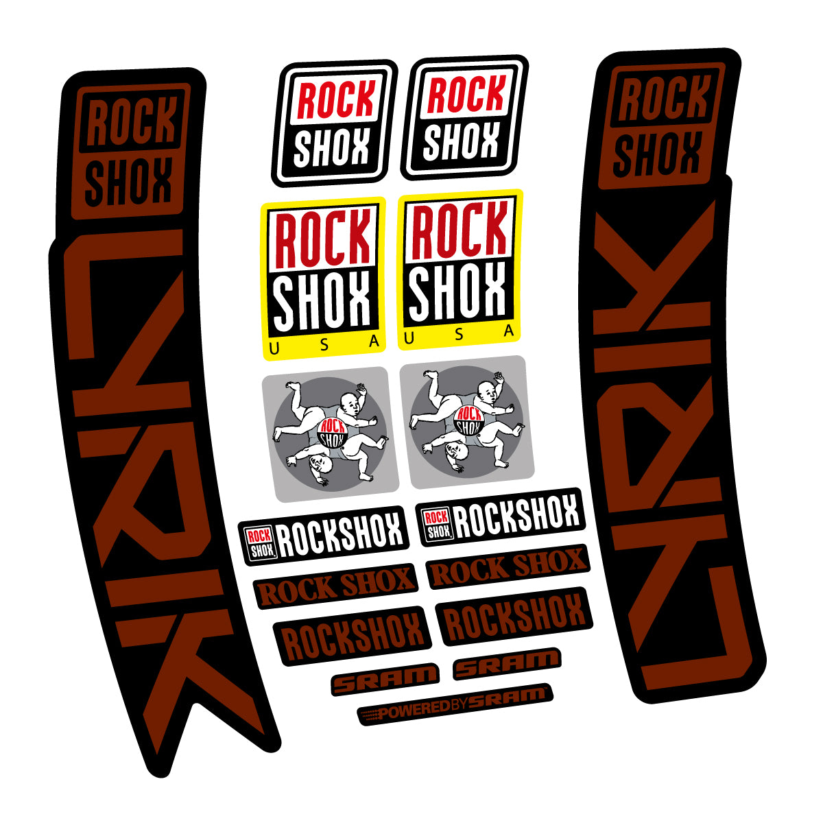 Stickers for RockShox Lyrik 2027, Fork vinyl decals - Brown