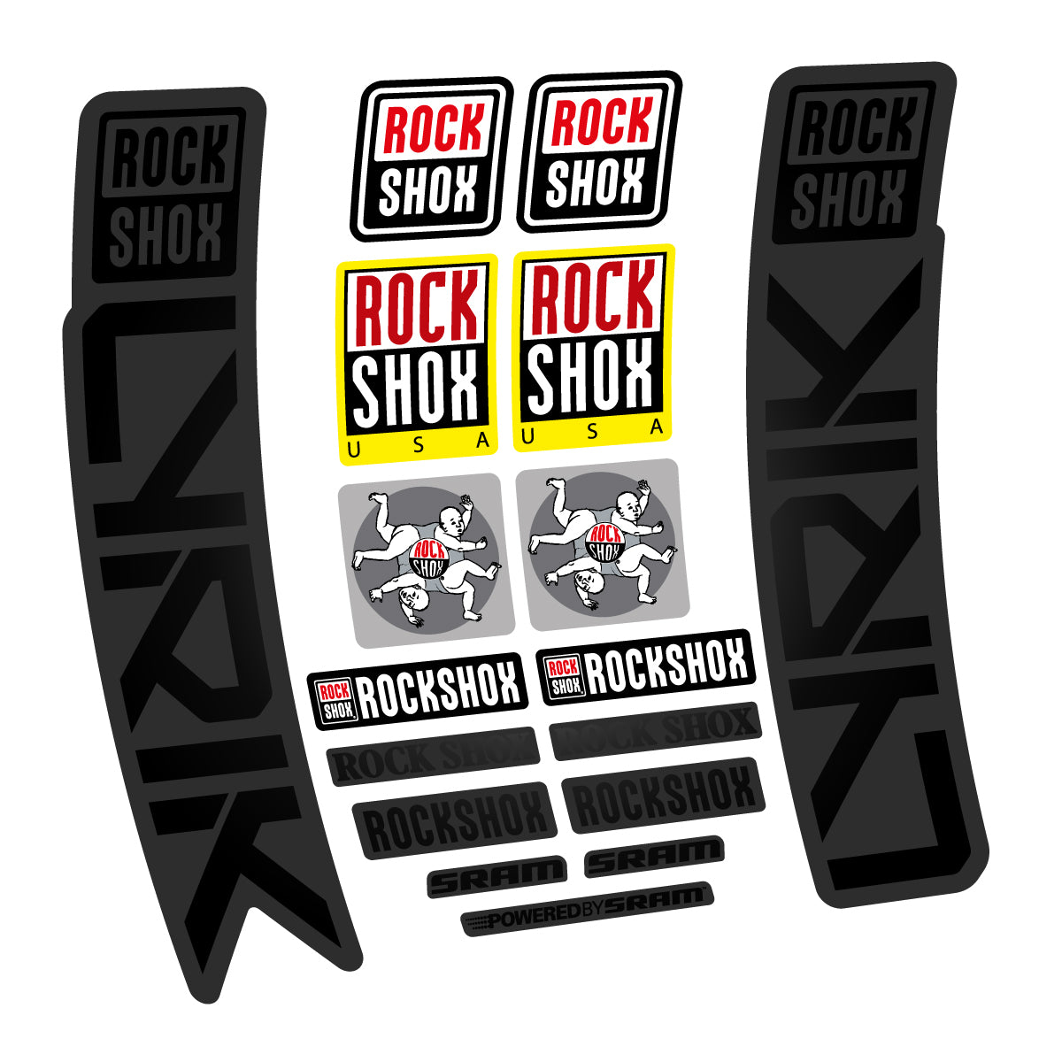 Stickers for RockShox Lyrik 2027, Fork vinyl decals - Black